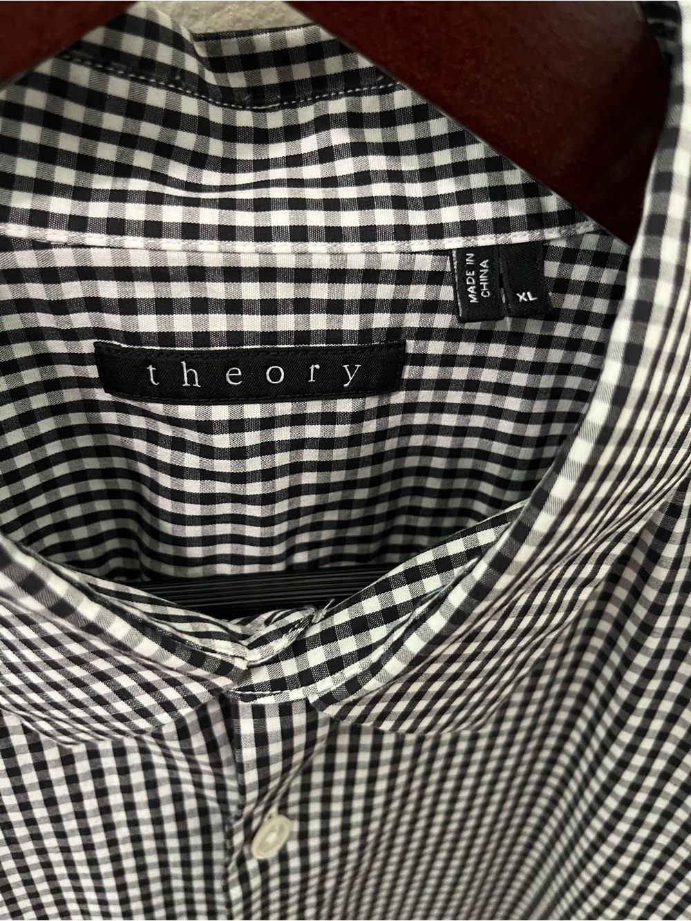 Theory Men's Black and White Gingham Button-Down Shirt - Picture 2 of 8